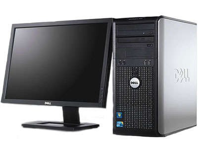 Pachet PC+LCD Dell Optiplex 380 Tower, Intel Core 2 Duo E7500 2.93Ghz, 2Gb DDR3, 160Gb SATA,DVD