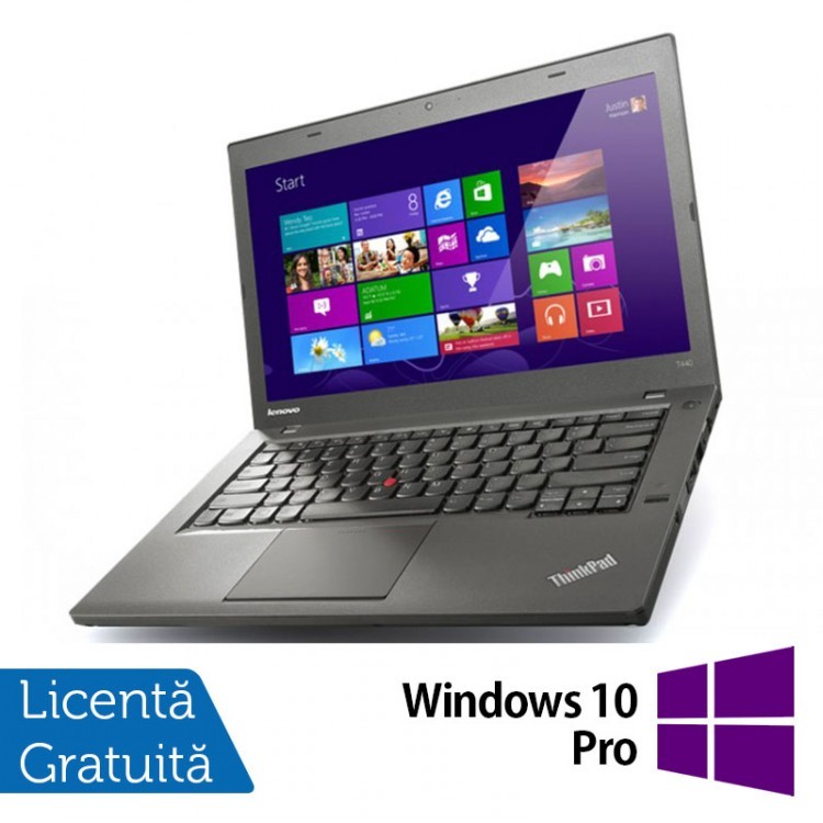 Laptop Refurbished LENOVO ThinkPad T440, Intel Core i5-4300U 1.90GHz, 8GB DDR3, 128GB SSD, 1600x900 + Windows 10 Pro