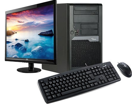 PC SH Fujitsu Siemens P5730 Tower, Core 2 Duo E7500, 2.93Ghz, 2Gb DDR2, 250Gb, DVD-ROM cu Monitor LCD