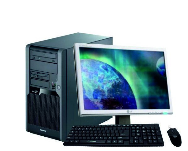 Pachet PC+LCD Fujitsu P5731, Intel Core 2 Duo E8400 3.0Ghz, 2Gb DDR3, 250GB SATA, DVD-RW